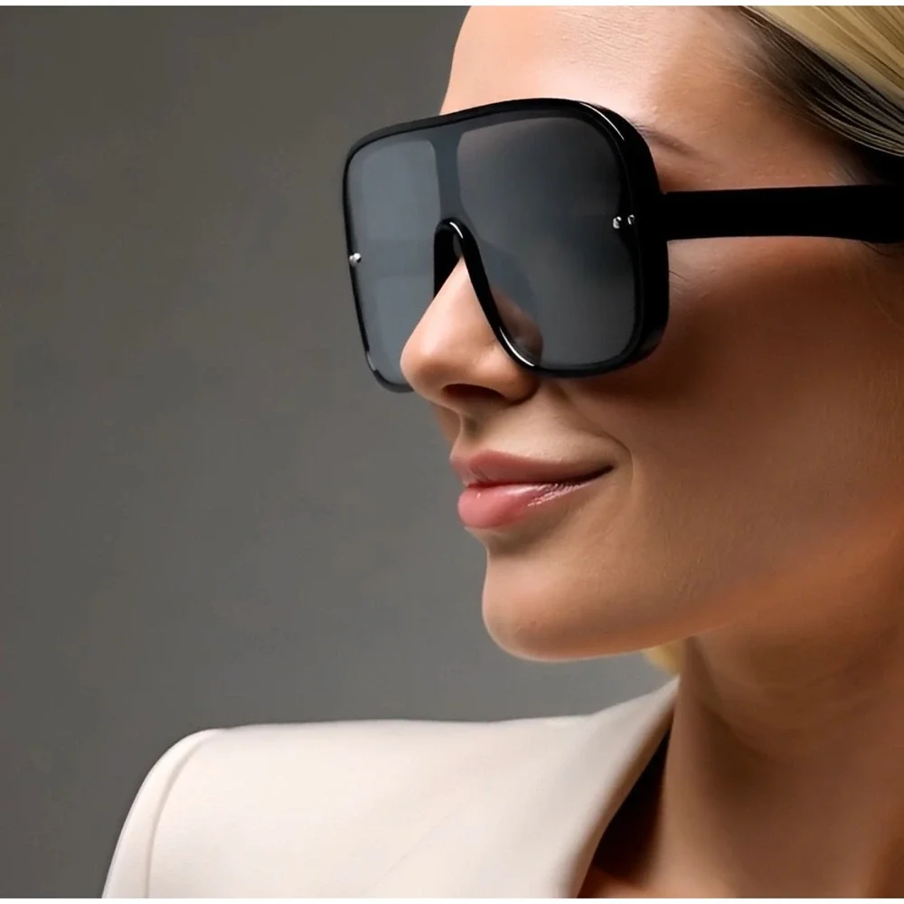 Shield Sunglasses Oversized Flat Top Mirrored Lens Fashion Visor Sunnies Lentes‎